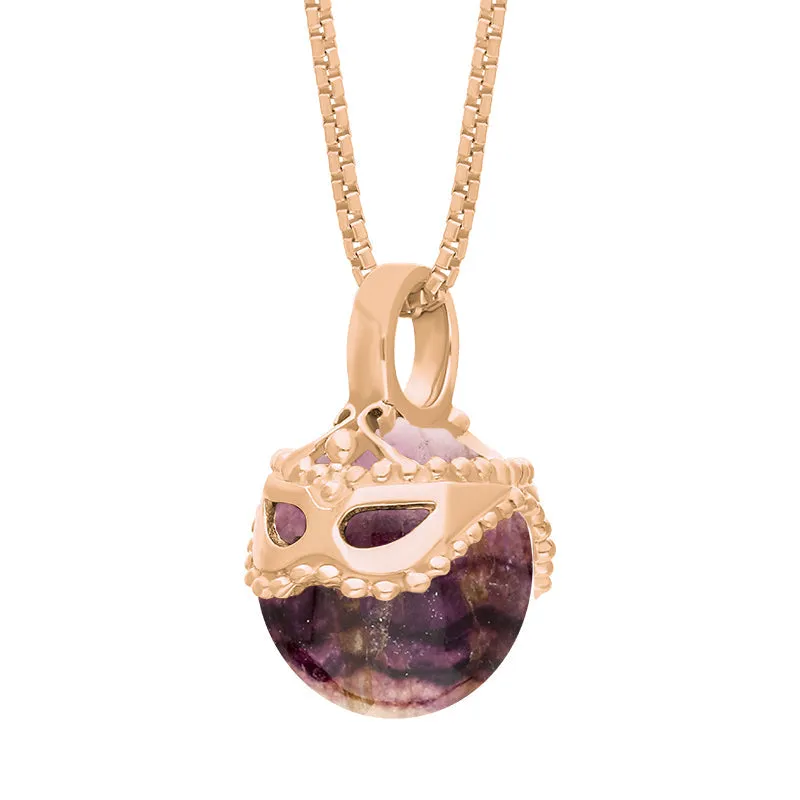 9ct Rose Gold Blue John Zodiac Gemini 9mm Bead Pendant