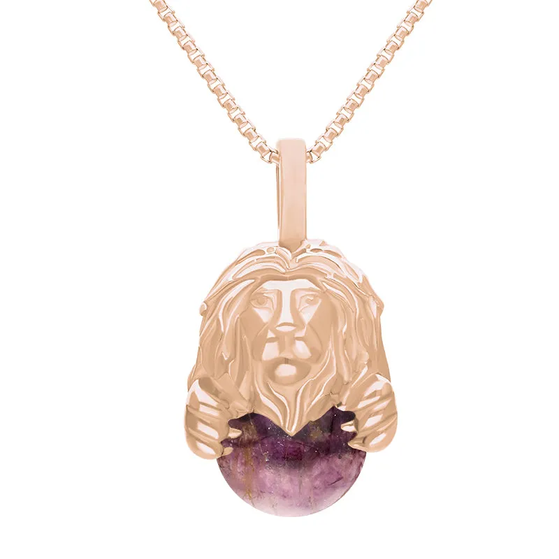 9ct Rose Gold Blue John Zodiac Leo 10mm Bead Pendant