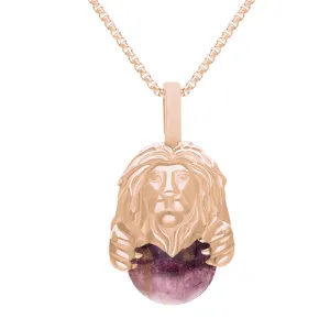 9ct Rose Gold Blue John Zodiac Leo 10mm Bead Pendant