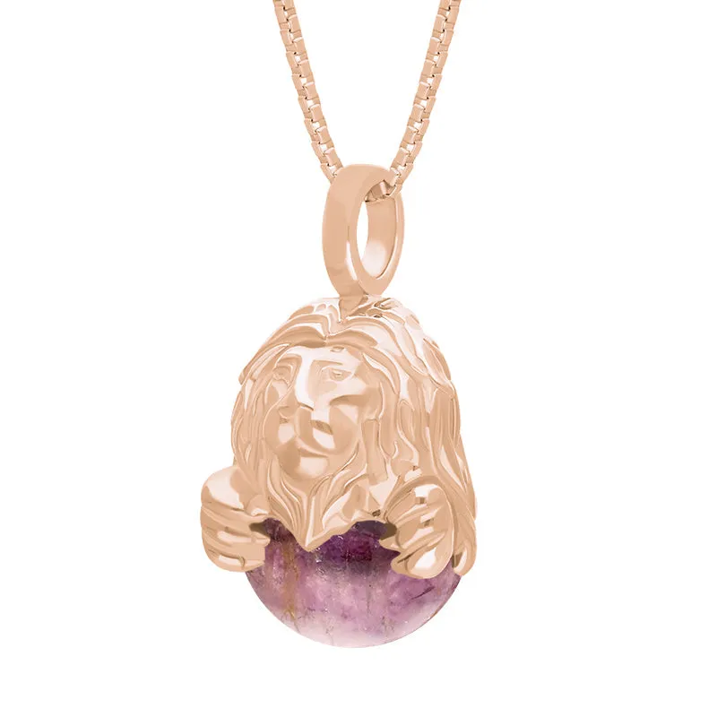 9ct Rose Gold Blue John Zodiac Leo 10mm Bead Pendant