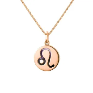 9ct Rose Gold Blue John  Zodiac Leo Round Necklace