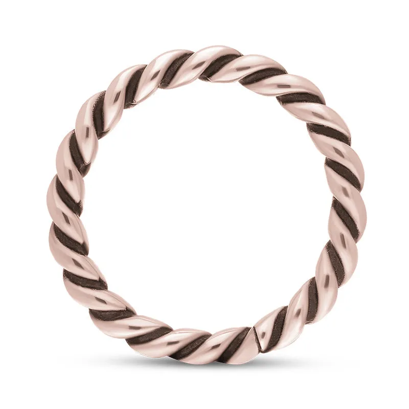 9ct Rose Gold Stepping Stones Twisted Rope Stacking Ring
