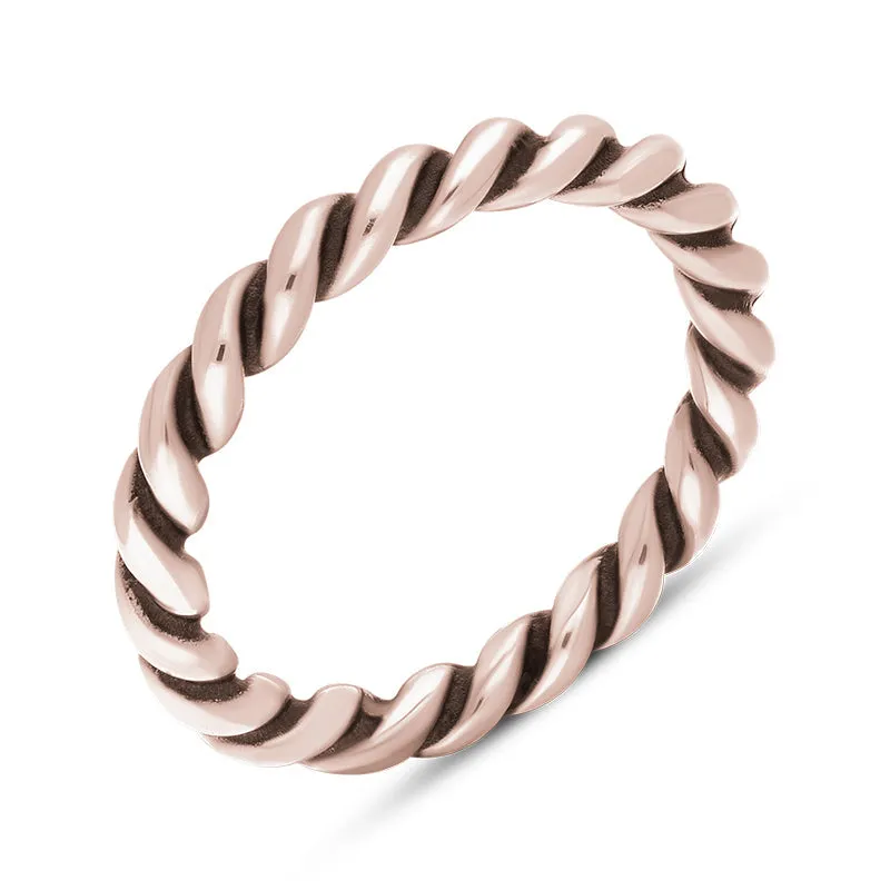 9ct Rose Gold Stepping Stones Twisted Rope Stacking Ring