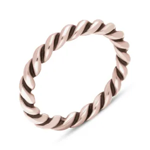 9ct Rose Gold Stepping Stones Twisted Rope Stacking Ring