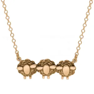9ct Rose Gold Three Sheep Necklace