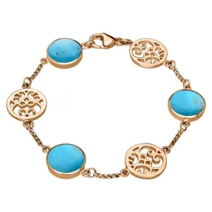 9ct Rose Gold Turquoise Flore Filigree Bracelet