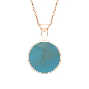 9ct Rose Gold Turquoise Heritage Round Necklace
