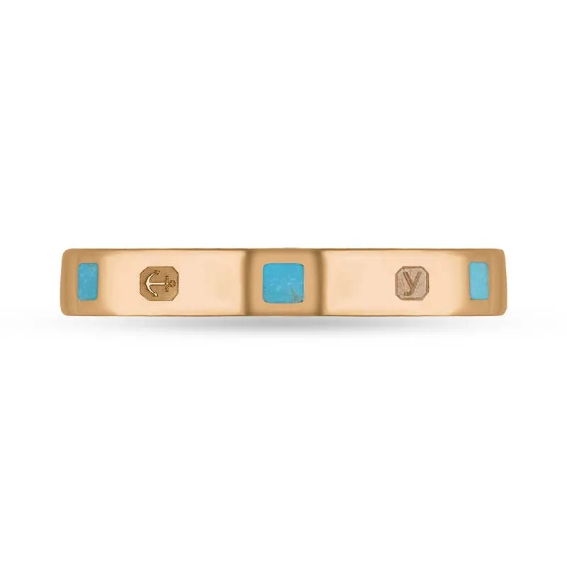9ct Rose Gold Turquoise King's Coronation Hallmark Princess Cut 3mm Ring D