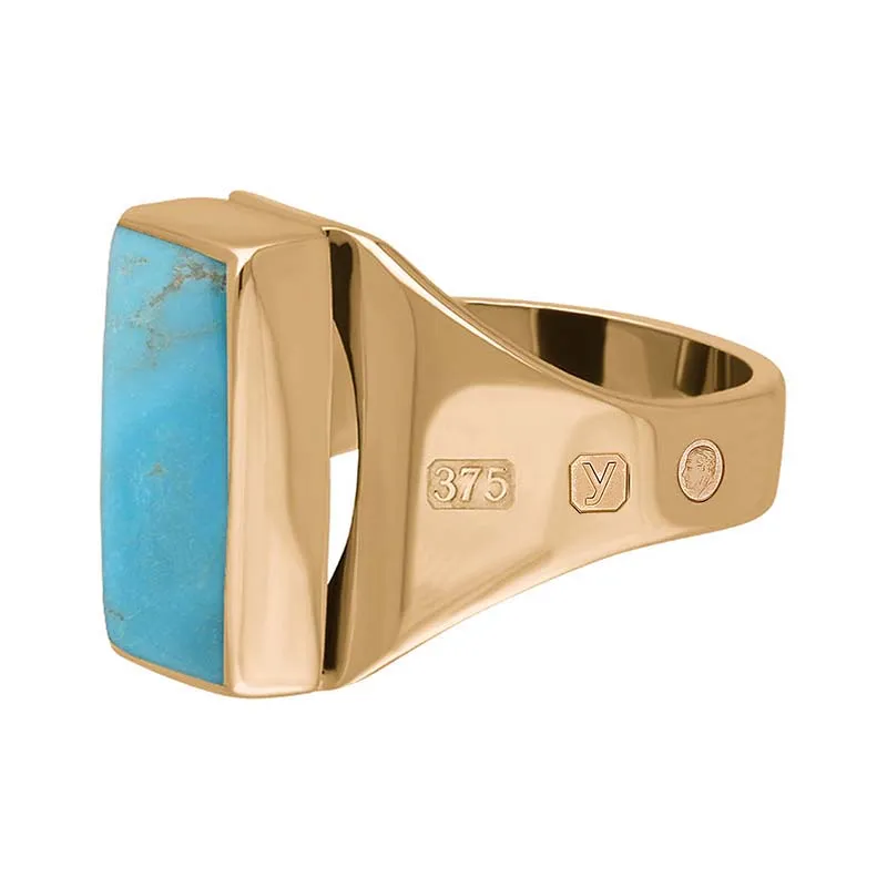 9ct Rose Gold Turquoise King's Coronation Hallmark Small Oblong Ring D