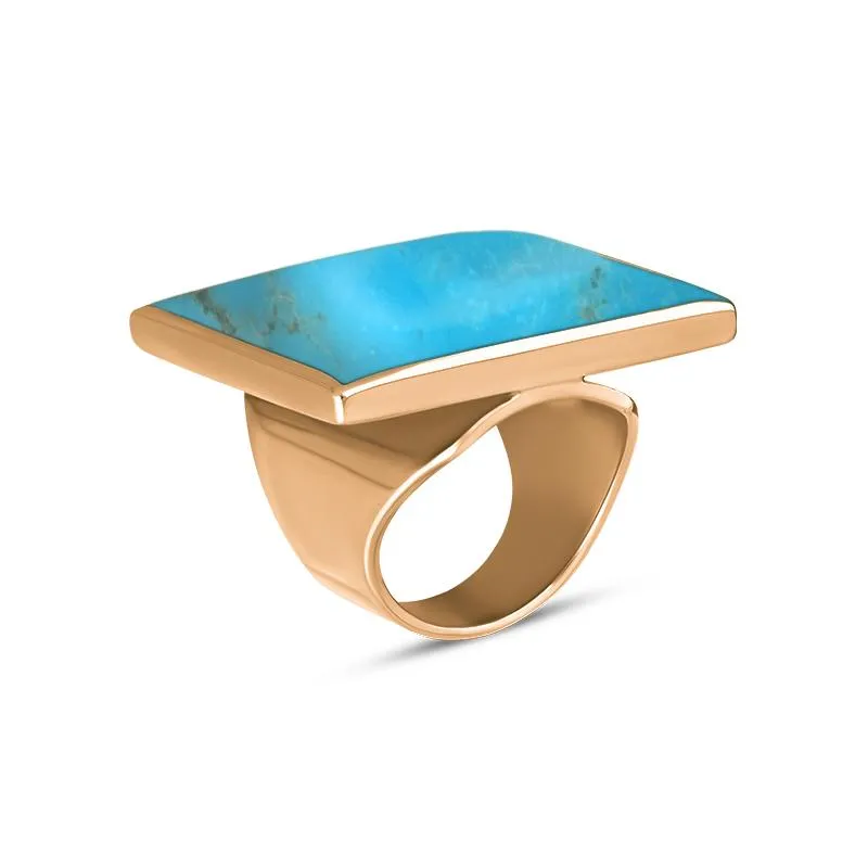 9ct Rose Gold Turquoise Large Square Ring