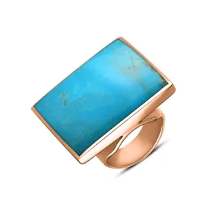 9ct Rose Gold Turquoise Large Square Ring