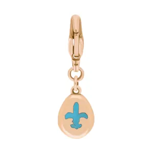 9ct Rose Gold Turquoise Pear Shaped Fleur De Lis Clip Charm
