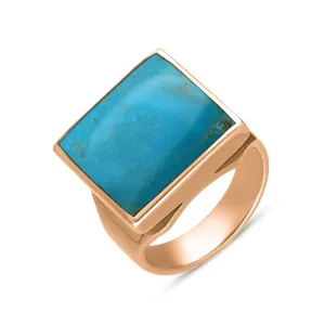 9ct Rose Gold Turquoise Small Square Ring