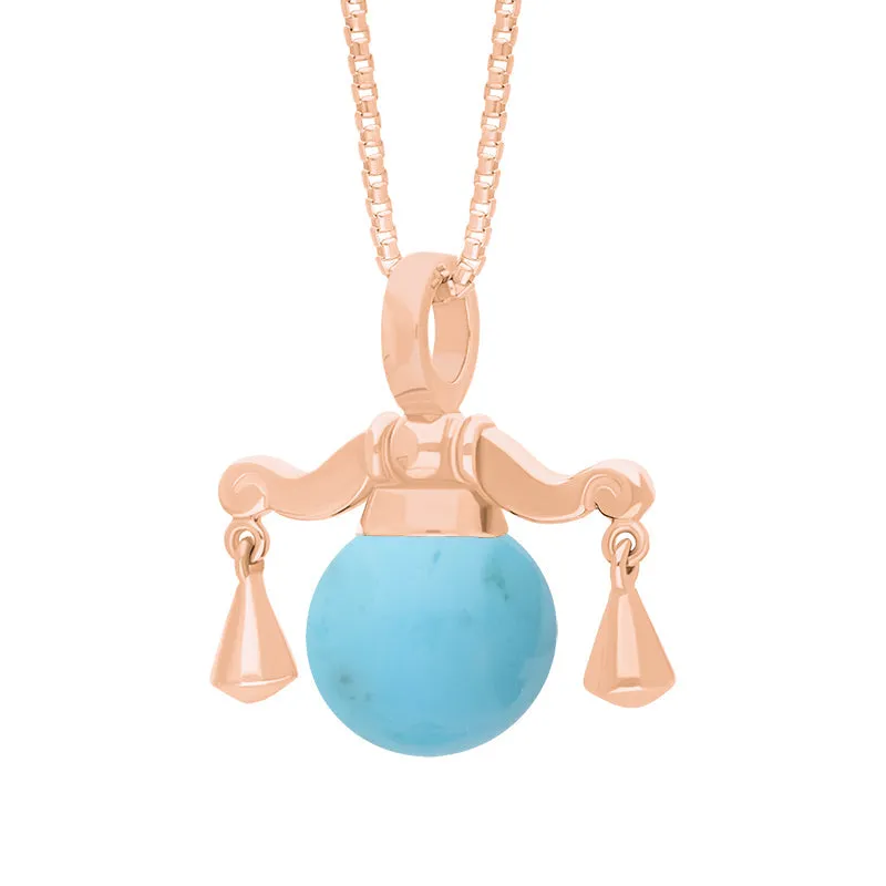 9ct Rose Gold Turquoise Zodiac Libra 8mm Bead Pendant