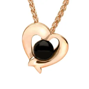9ct Rose Gold Whitby Jet Abstract Heart Necklace