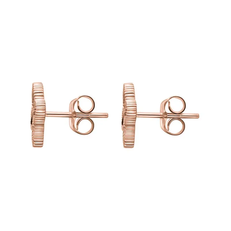 9ct Rose Gold Whitby Jet Eden Marquise Flower Stud Earrings