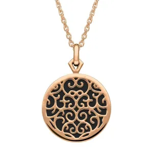 9ct Rose Gold Whitby Jet Flore Filigree Necklace