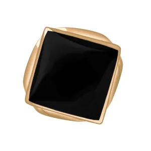 9ct Rose Gold Whitby Jet Hallmark Small Rhombus Ring