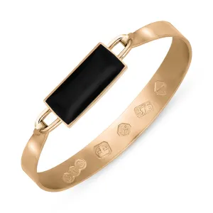 9ct Rose Gold Whitby Jet Hallmark Wide Oblong Bangle