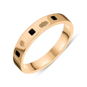 9ct Rose Gold Whitby Jet King's Coronation Hallmark Princess Cut 4mm Ring D