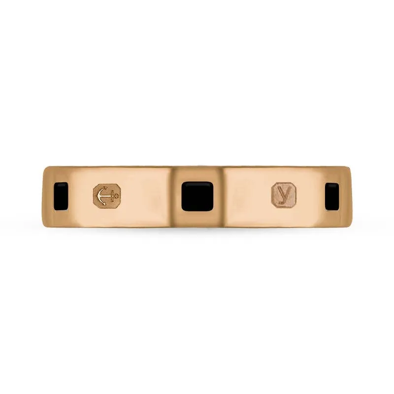 9ct Rose Gold Whitby Jet King's Coronation Hallmark Princess Cut 4mm Ring D