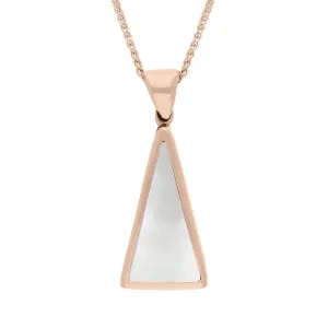9ct Rose Gold Whitby Jet Mother Of Pearl Small Double Sided Triangular Fob Necklace