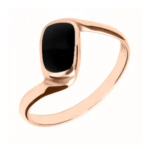 9ct Rose Gold Whitby Jet Oblong Twist Ring