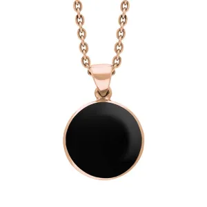 9ct Rose Gold Whitby Jet Plain Round Necklace