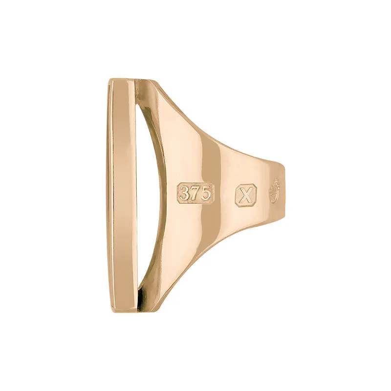9ct Rose Gold Whitby Jet Queen's Jubilee Hallmark Large Oblong Ring D