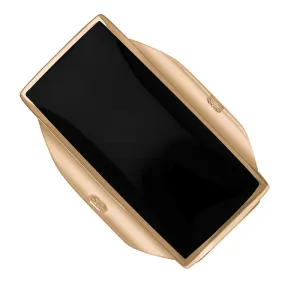 9ct Rose Gold Whitby Jet Queen's Jubilee Hallmark Large Oblong Ring D