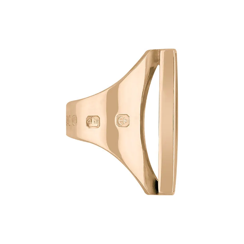 9ct Rose Gold Whitby Jet Queen's Jubilee Hallmark Large Oblong Ring D