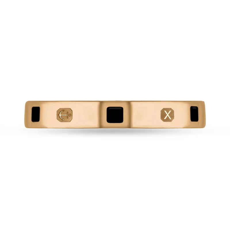 9ct Rose Gold Whitby Jet Queen's Jubilee Hallmark Princess Cut 3mm Ring D