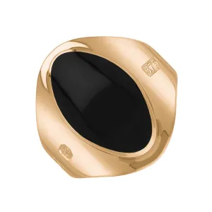 9ct Rose Gold Whitby Jet Queen's Jubilee Hallmark Small Oval Ring D