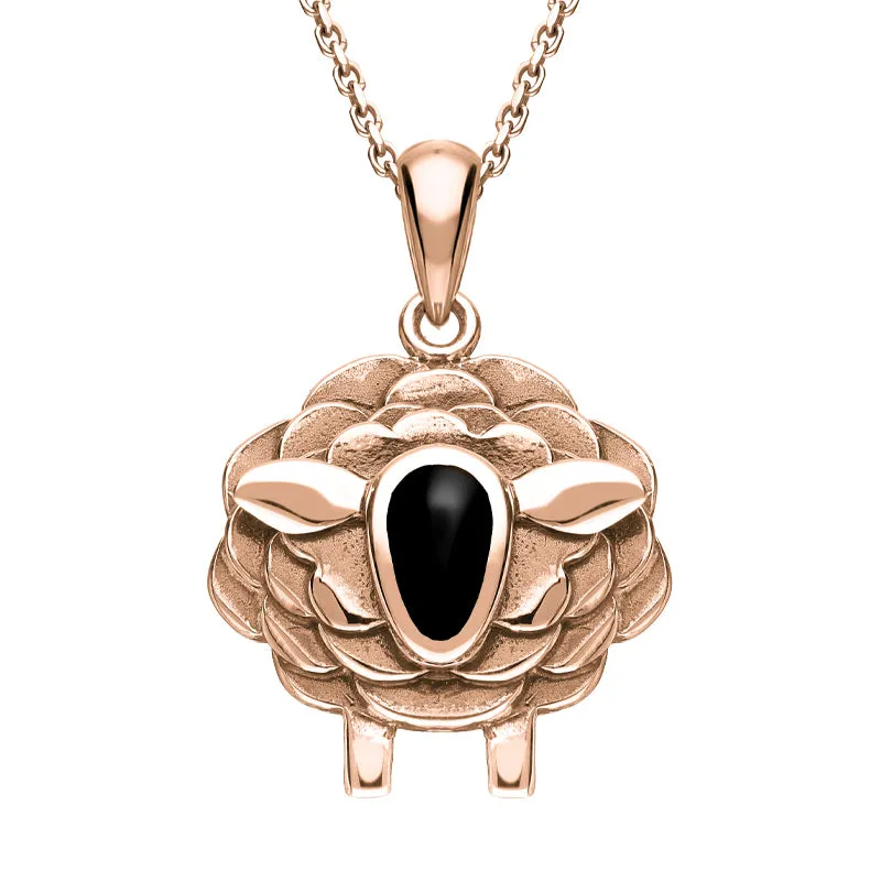 9ct Rose Gold Whitby Jet Sheep Necklace