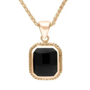 9ct Rose Gold Whitby Jet  Square Rope Edge Necklace D