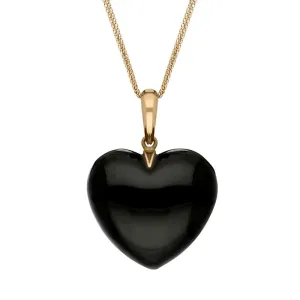 9ct Rose Gold Whitby Jet Unique Medium Carved Heart Necklace