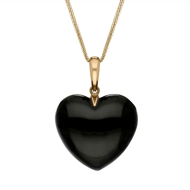 9ct Rose Gold Whitby Jet Unique Medium Carved Heart Necklace