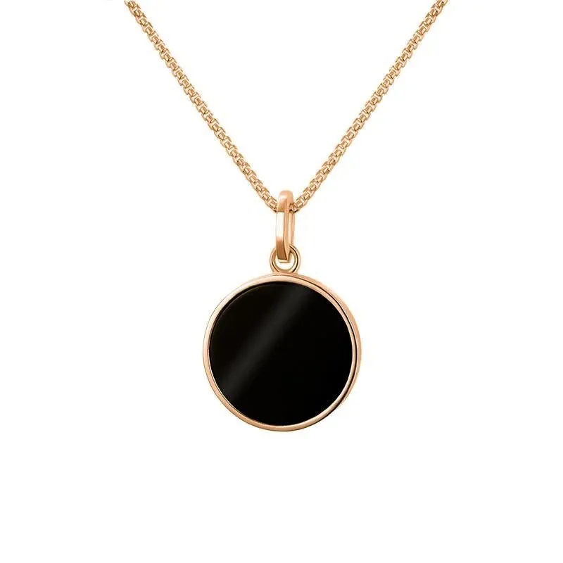 9ct Rose Gold Whitby Jet Zodiac Gemini Round Necklace