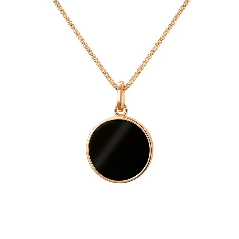 9ct Rose Gold Whitby Jet Zodiac Leo Round Necklace