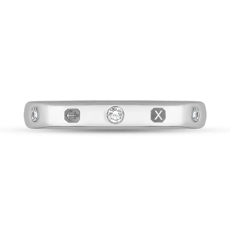 9ct White Gold 0.12ct Diamond Queen's Jubilee Hallmark 3mm Ring D