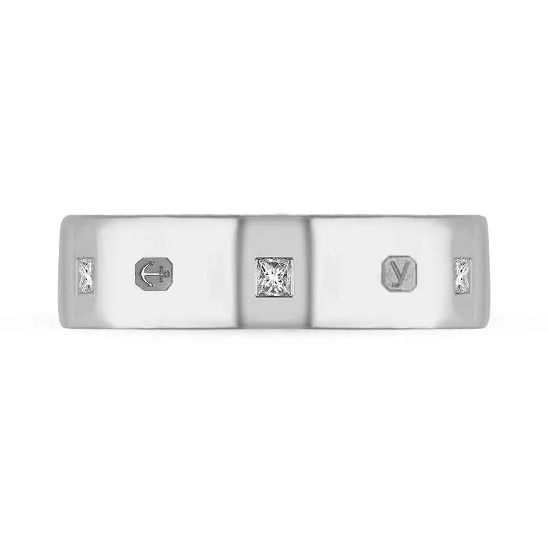9ct White Gold 0.36ct Diamond King's Coronation Hallmark Princess Cut 6mm Ring D