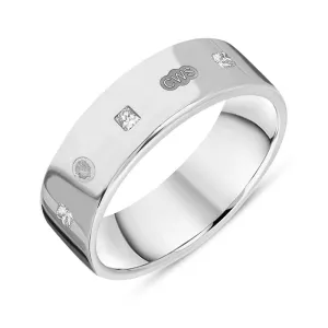 9ct White Gold 0.36ct Diamond King's Coronation Hallmark Princess Cut 6mm Ring D