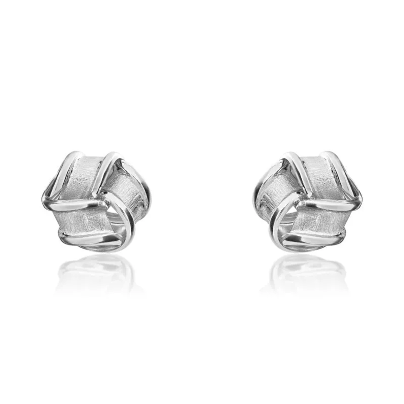 9ct White Gold 10mm Looped Knot Stud Earrings