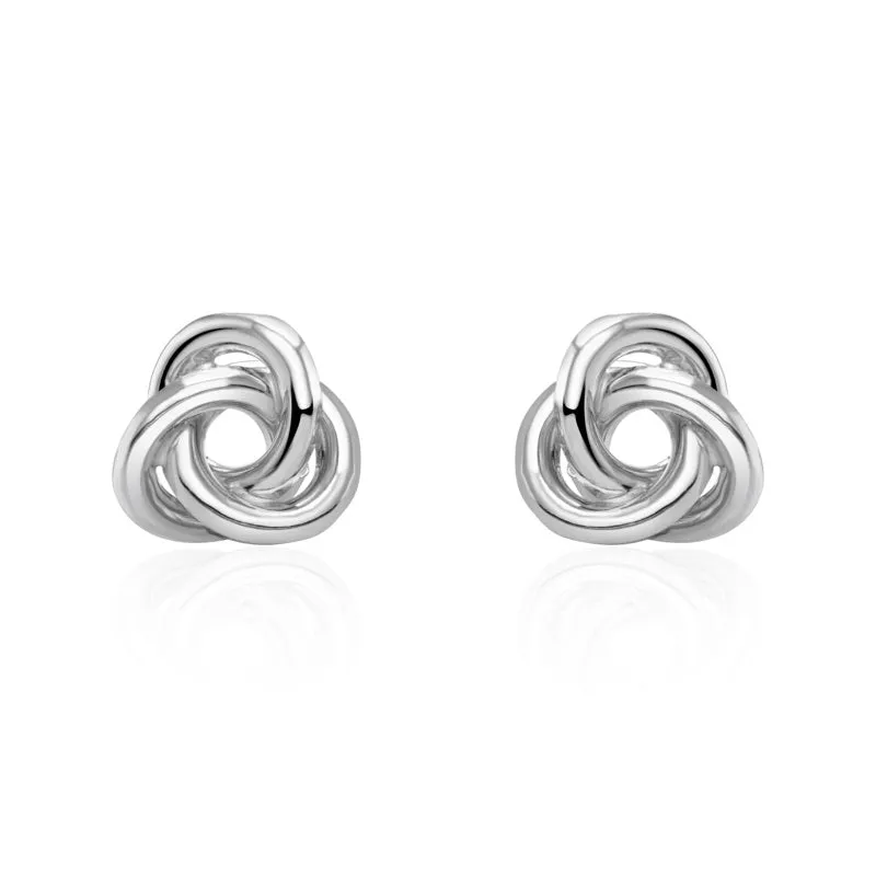 9ct White Gold 11mm Looped Knot Stud Earrings