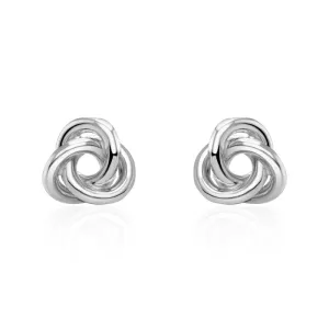 9ct White Gold 11mm Looped Knot Stud Earrings