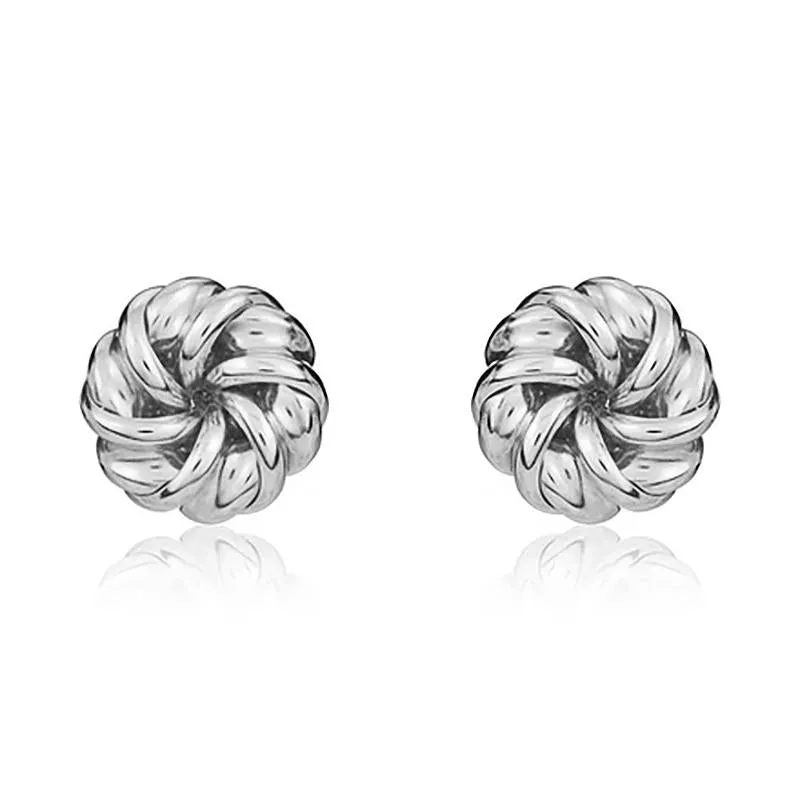 9ct White Gold 7mm Looped Knot Stud Earrings