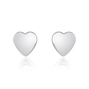 9ct White Gold 8.5mm Heart Stud Earrings