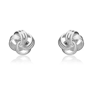 9ct White Gold 9mm Looped Knot Stud Earrings