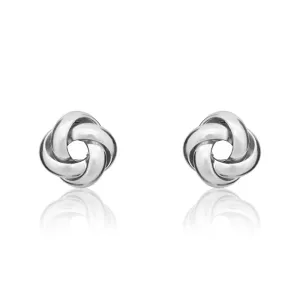 9ct White Gold 9mm Looped Knot Stud Earrings
