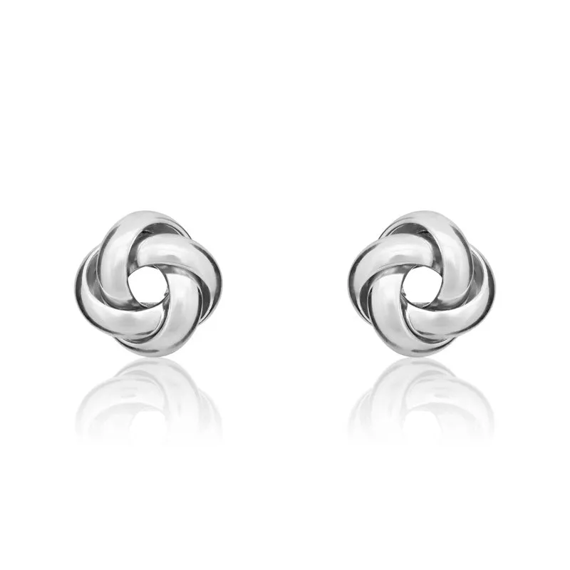 9ct White Gold 9mm Looped Knot Stud Earrings